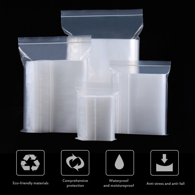 100PCS Transparent Sachet Zip Self Sealing Zip Plastic Bags Clear Bags Jewelry Packaging Bag Food Storage Bags