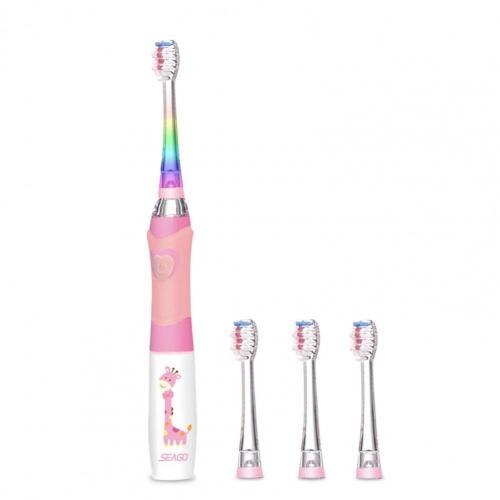 Compact LED Observation Light Kids Intelligent Whitening Toothbrush for Travel:  Pink