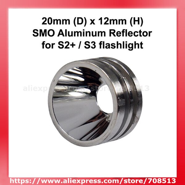 20 Mm (D) X 12 Mm (H) Smo Aluminium Reflector Voor S2 Plus / S3 Zaklamp
