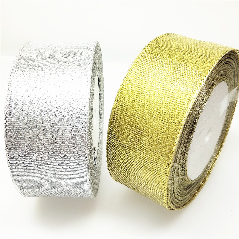 40/50mm 1-1/2 &quot;2&quot; 5 Meter Goud En Zilver Metallic Glitter Lint Kleurrijke pakket linten