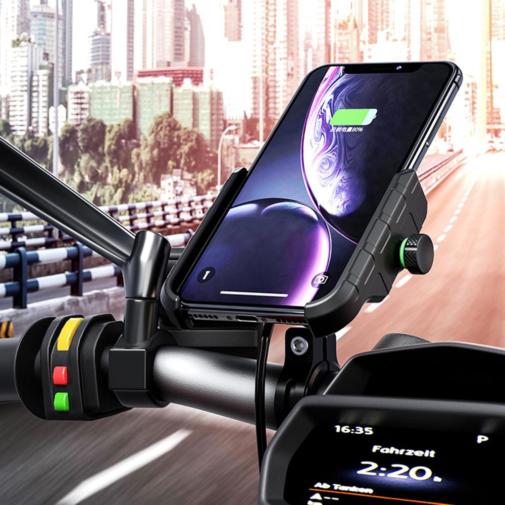 Mobiele Telefoon Houder Motorfiets Smartphone Ondersteuning Voor Moto Motor Motorbike Stuur Mount Stand Met Draadloze Oplader