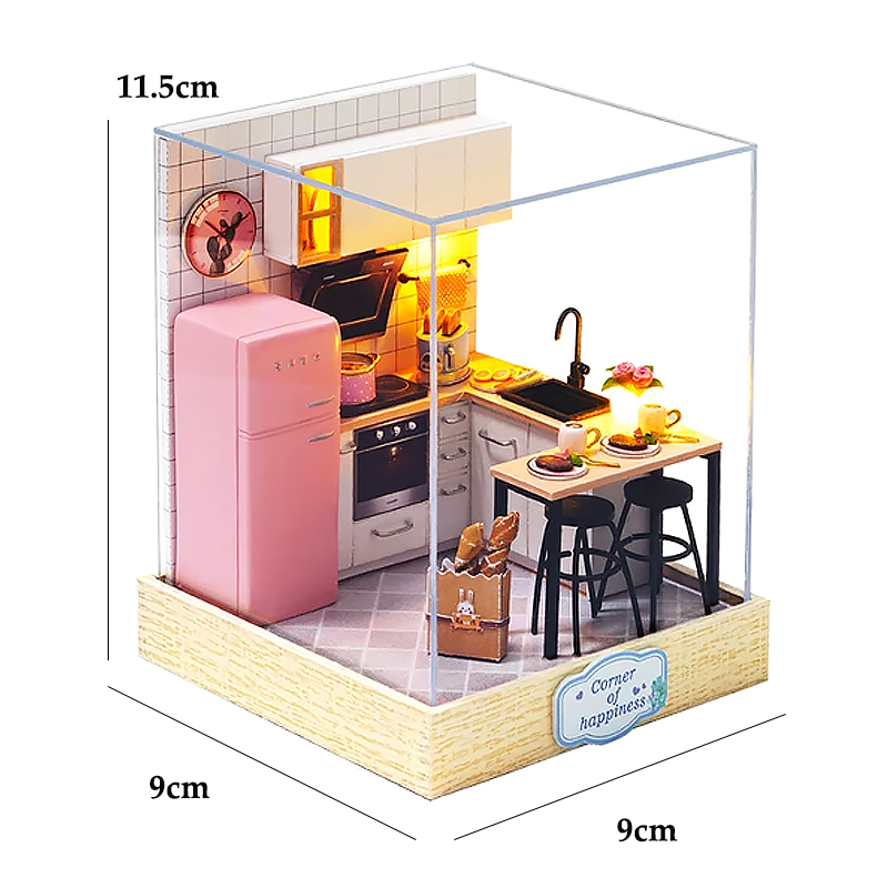 Casa de muñecas mágica, Kit de modelo de construcción de ensamblaje DIY en miniatura de madera, producción de juguetes de habitación pequeña, decoraciones con muebles: Transparente