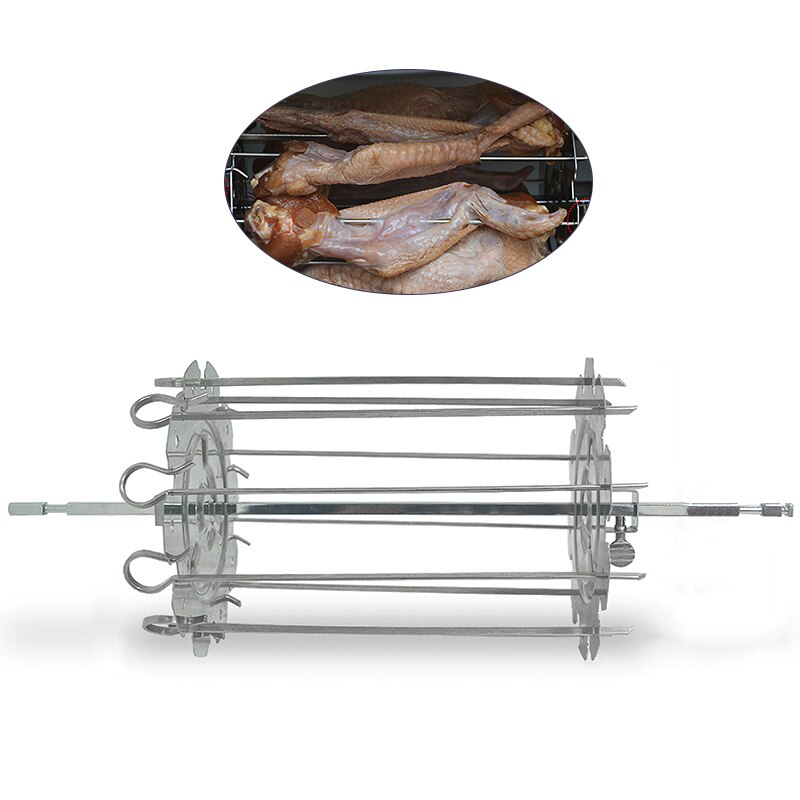 Bbq stål metall roaster rotisserie spyd nål bur ovn kebab maker grill rotisserie grill kit for stor kapasitet anti-rust