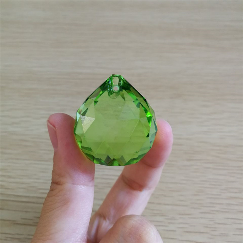 15mm-40mm Crystal Chandelier Ball Various Color 10 Pieces Glass Faceted Prisms Decorative Lighted Beads: Light Green / 30mm