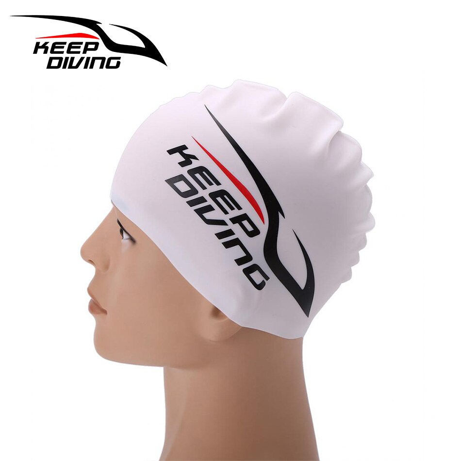 KEEP DIVING Swimming Cap Men Women Long Hair Ear P... – Grandado