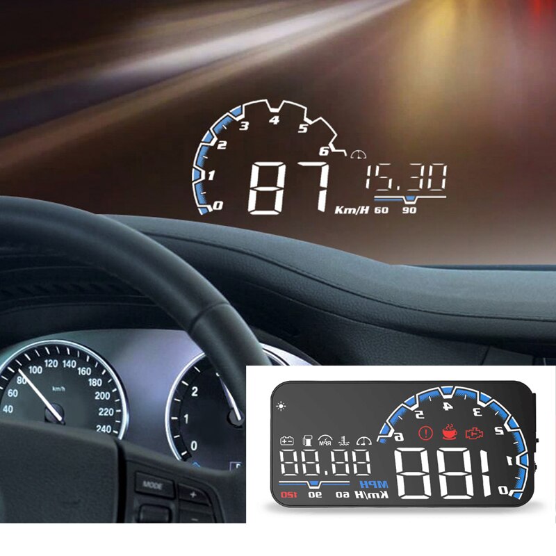 Digitale Auto Tacho 5 Zoll HUD OBD2 Auto Geschwindigkeit Windschutzscheibe Projektor Überdrehzahl Alarm Smart OBD2 EUOBD Universal