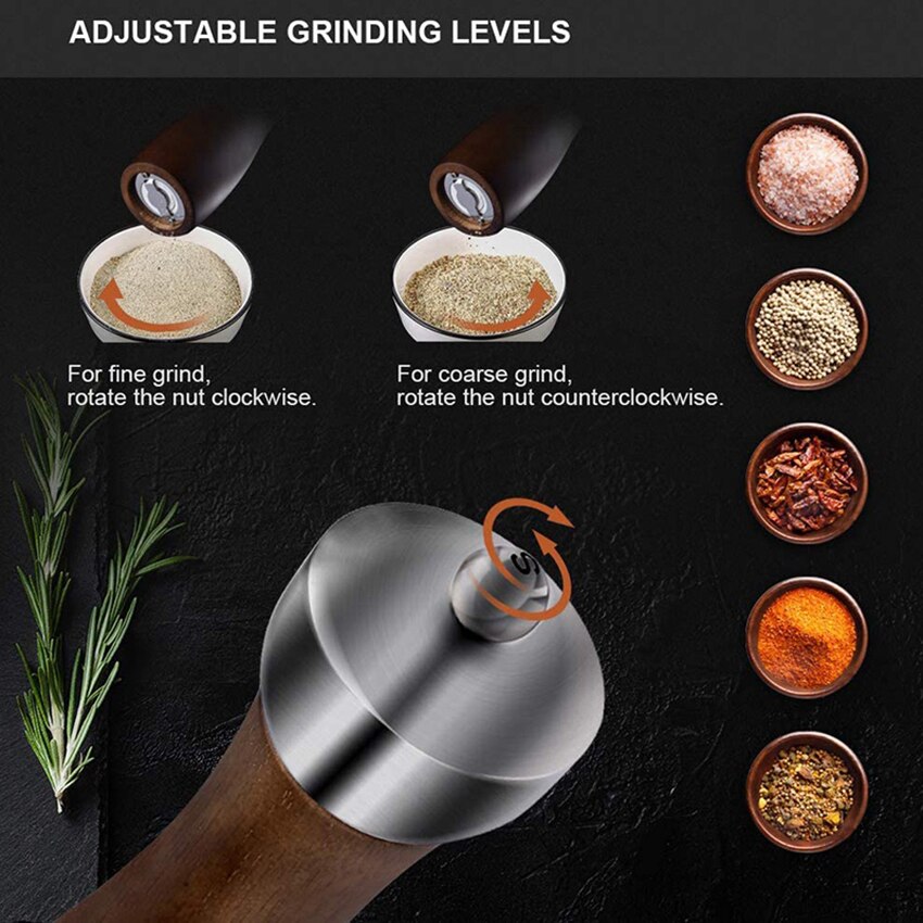 Zout En Pepermolen Set Massief Hout Spice Pepermolen Verstelbare Keramische Kern Koffiemolen Keuken Koken Tool Premium Beukenhout