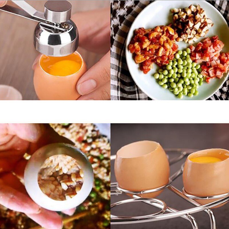 De acero inoxidable huevo Topper Shell de aldaba de huevo crudo Cracker separador de huevo abrelatas cocina Gadgets