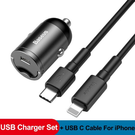 Baseus Quick Charge 4.0 3.0 USB Car Charger For iPhone 11 Pro Max Huawei P30 QC4.0 QC3.0 QC 5A Fast PD USB C Car Phone Charger: USB Charger Set