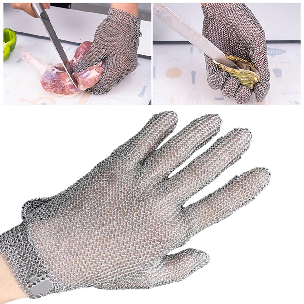 Schnittfester Handschuh, Edelstahlgeflecht, Metallhandschuh, verstellbare Handgelenkschnalle, Mehrzweck-Metzgerhandschuh zum Kochen in der Küche