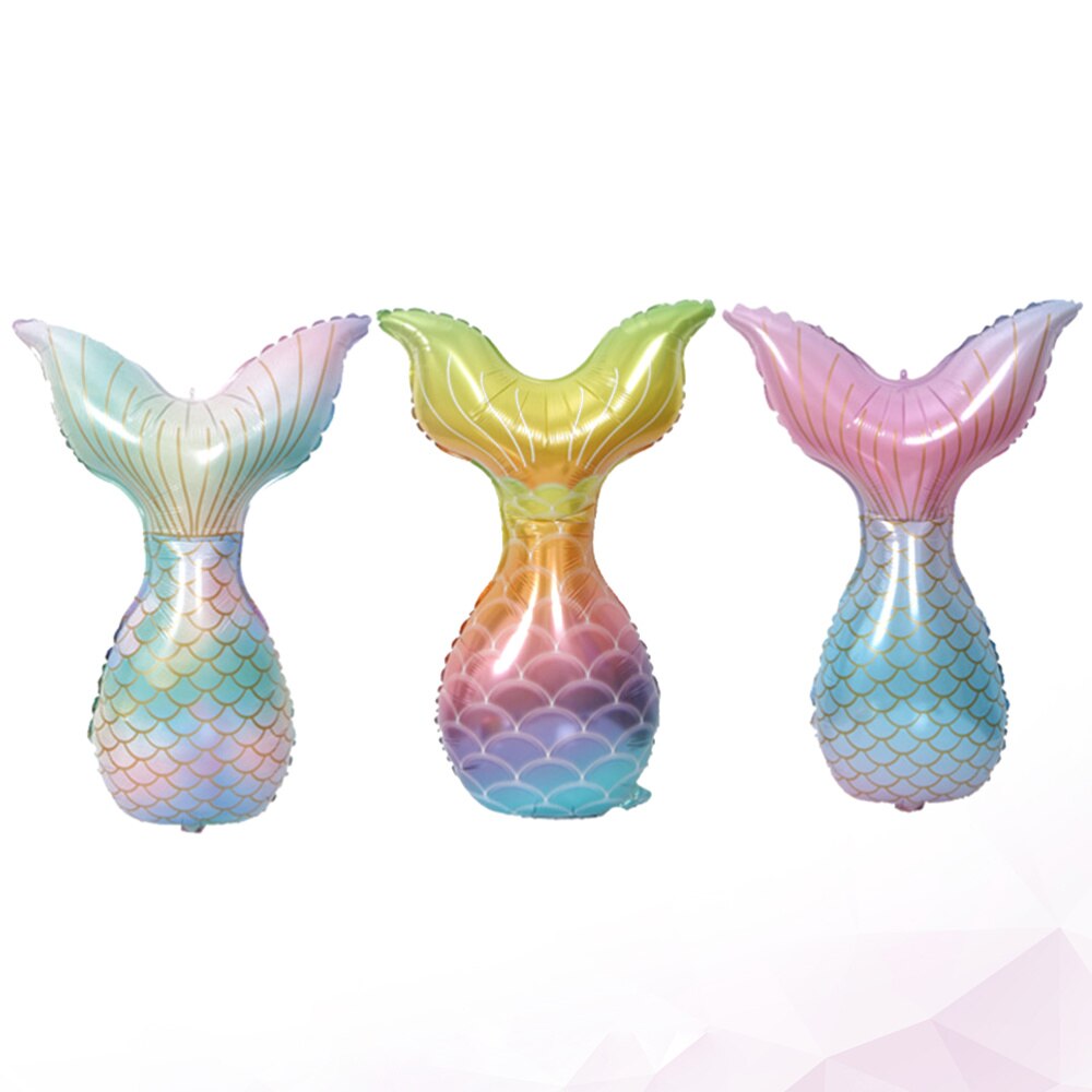 3Pcs Mermaid Fishtail Vorm Ballonnen Mermaid Thema Partij Aluminium Folie Ballonnen Verjaardagsfeestje Layout Supply Decoratie Set