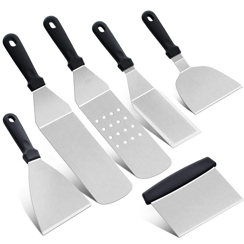 6 st köksredskap grill spade matlagningsspatel rostfri spade multifunktionsmatlagningstuner köksspatel: Default Title