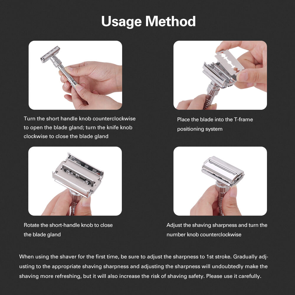 Maquinilla de afeitar de doble filo ajustable para hombre, afeitadora clásica Manual de Metal y aleación de Zinc