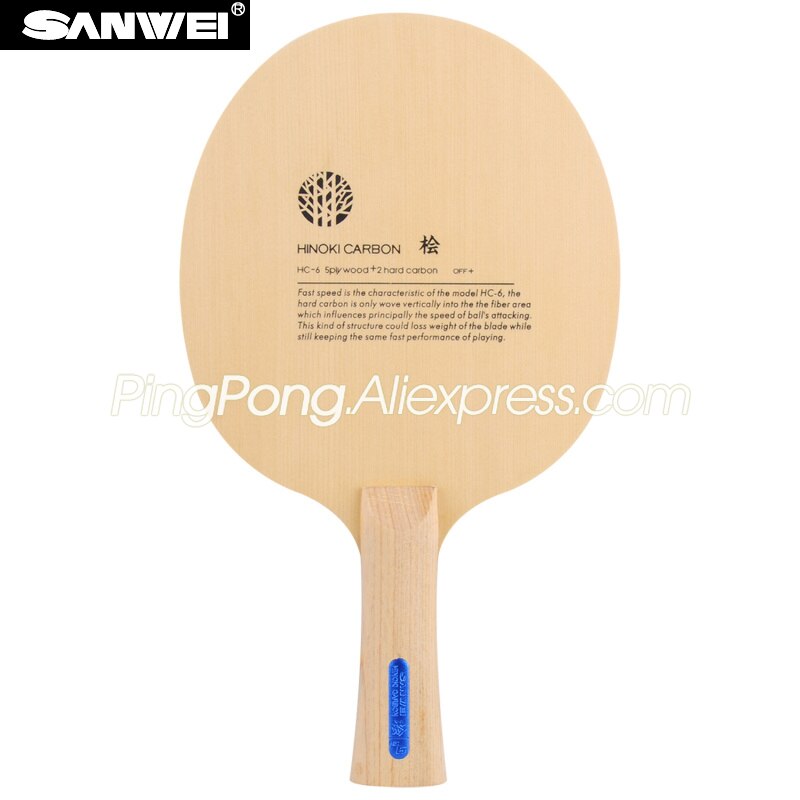 Original SANWEI HC6S Hino-Carbon Table Tennis Blade Racket (Light Weight, 3+2 HINOKI CARBON OFF+) HC-6S Ping Pong Bat Paddle