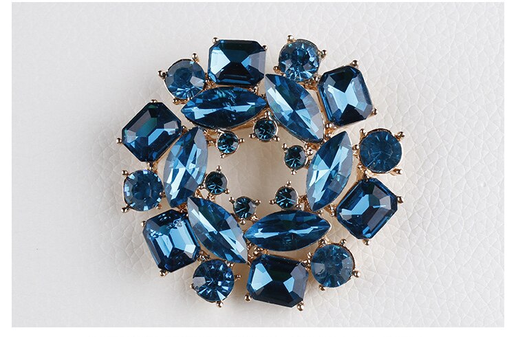 Blue Glass Crystal Bauhinia Flower Brooch Pins for Sweater: XD6386