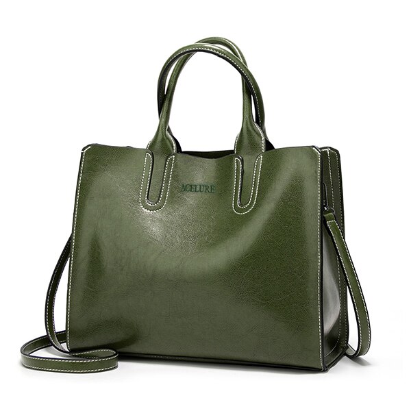 Leder Handtaschen Große Frauen Tasche Casual Weibliche Taschen Stamm Tote Spanisch Schulter Taschen für frauen bolsa feminina: White green