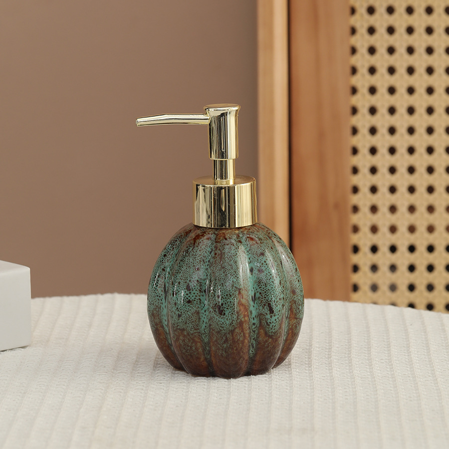 zeepdispenser Pompoen keramische fles voor handdesinfecterend middel, shampoo en douchegel, druk- en doseerfles, decoratie, dispenser: Blauw