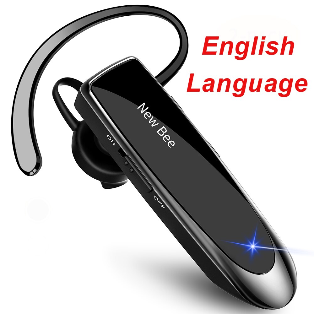 Bee-auriculares inalámbricos con Bluetooth V5.0, cascos manos libres con micrófono CVC 6,0 para música, para negocios y conducción, 22H: EN Black No bag