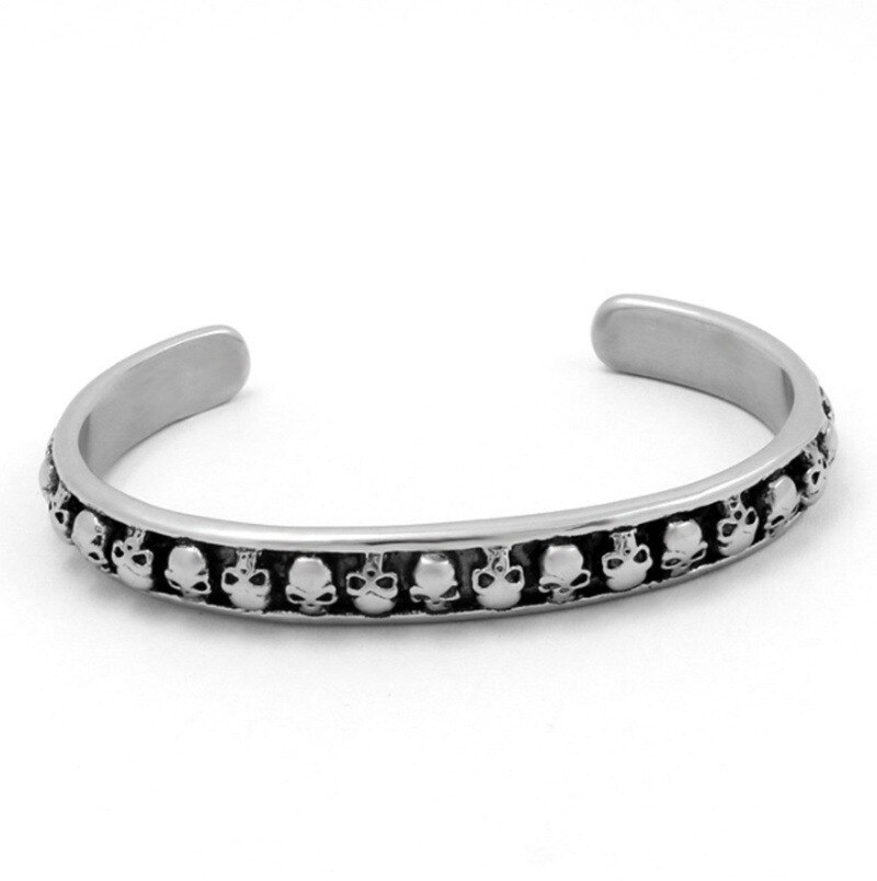 Punk Schedel Roestvrij Stalen Armband Voor Man Open Armband Sieraden