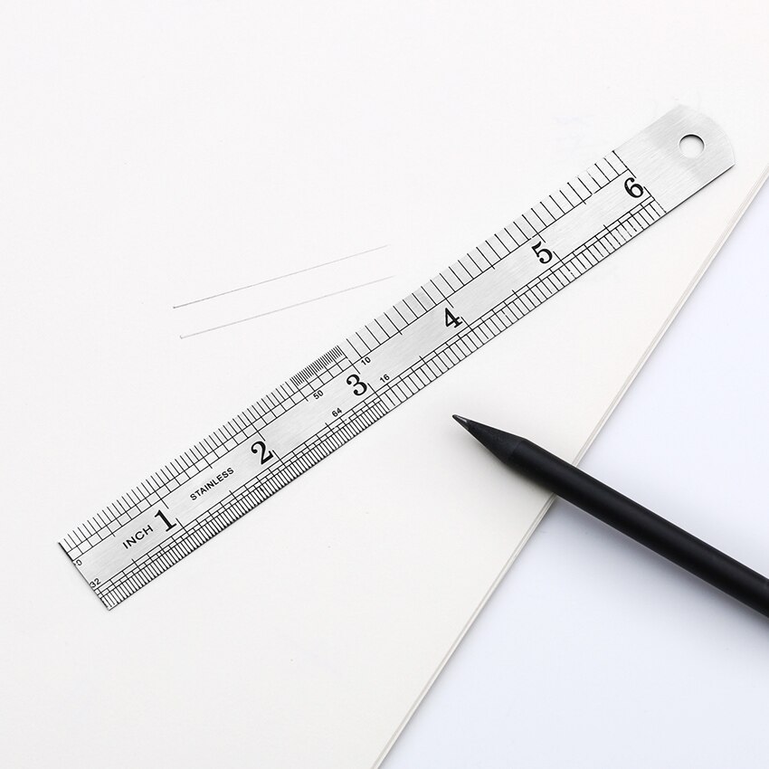 1PC Standard Ruler 15cm 6 Inch Stainless Steel Straight Ruler Double Sided Measuring Sewing Ruler Office School Accessories