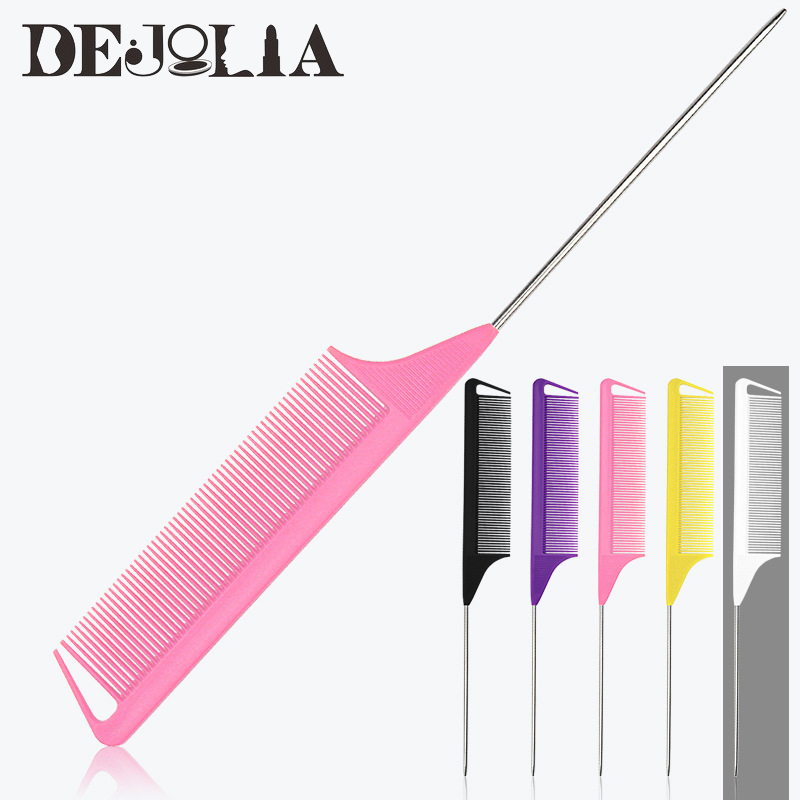 1Pc Professionele Haar Staart Kam Haar Stijl Anti-Statische Fijne Kam Met Rvs Spiked Styling beauty Tools