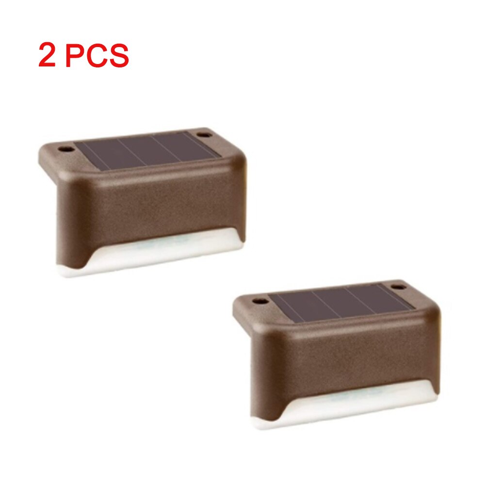 Solar Verlichting Solar Stap Lichten Buiten Waterdichte Led Zonne-energie Tuin Licht Lamp Decoratie Voor Patio Stair Tuin Yard Fence: 2pcs Brown