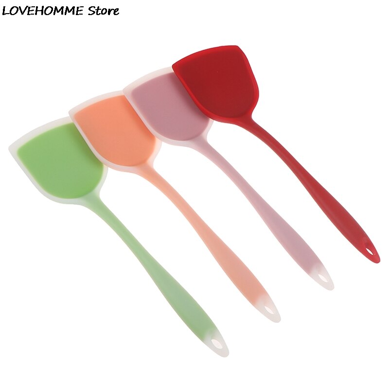 Espátula de silicona para cocina, espátula antiadherente para carne, carne, huevo, pala ancha para Pizza, utensilios de cocina para el hogar, 4 colores