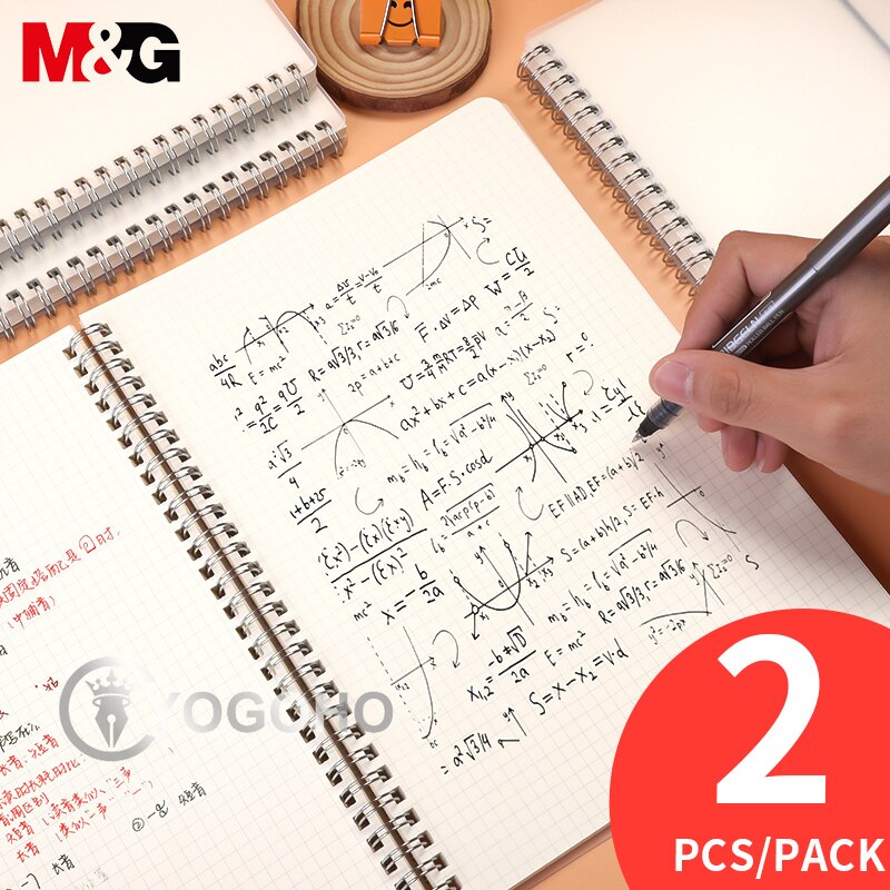 M&amp;G A4/A5/B5/A6 PP Double Spiral Notebook Checkered/Cornell/Horizontal Line/Blank Notepad Pocketbook Journal Diary Drawing