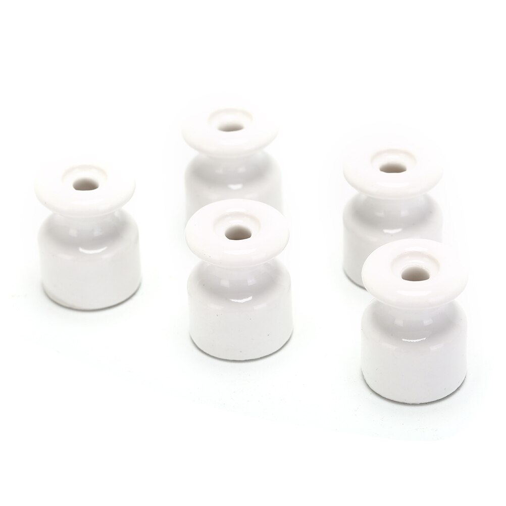 Aislador de porcelana para cableado de pared, aisladores de cerámica eléctricos de 5 colores de frecuencia, 5 unids/lote: White