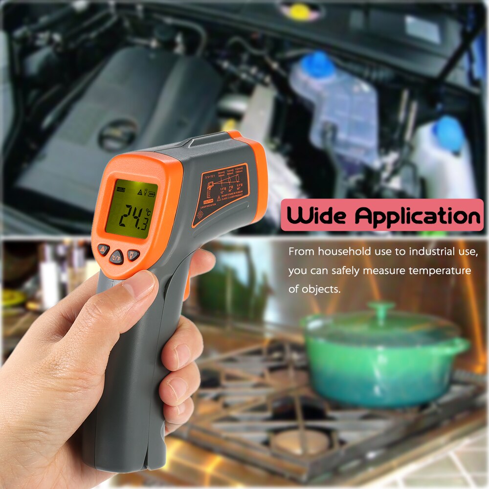 Industrial Infrared Thermometer -32~380℃ 12:1 Portable Handheld Digital Non-contact Thermometer Temperature Tester Pyrometer