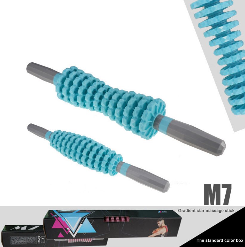 Muscle massage ball leg fascia muscle relaxation yoga stick mace massage skinny leg massage roller to relieve fatigue: Blue