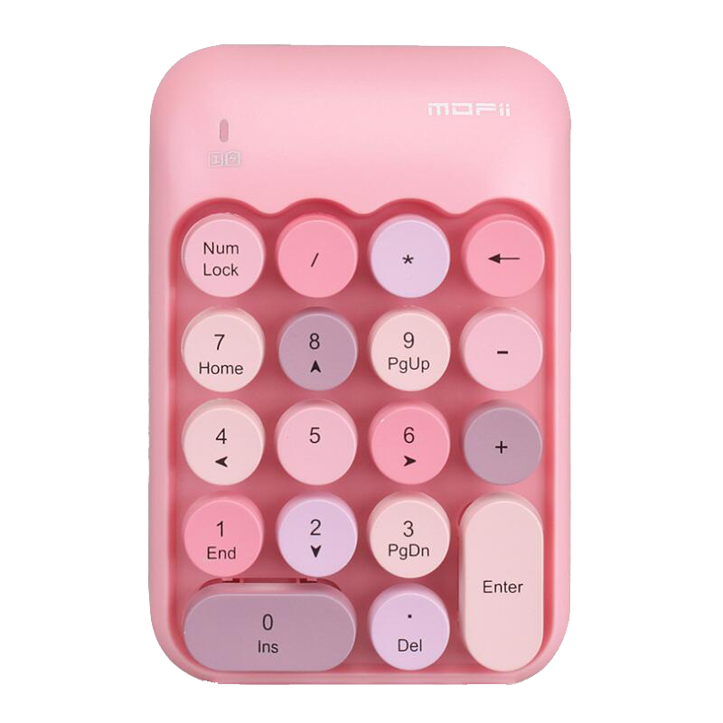 Notebook 3 in 1 Wireless Keyboard Mouse Numeric Combos 2.4G Wireless Number Pad Round Punk Mini Keyboard and Mouse Free Mousepad: Pink Numeric