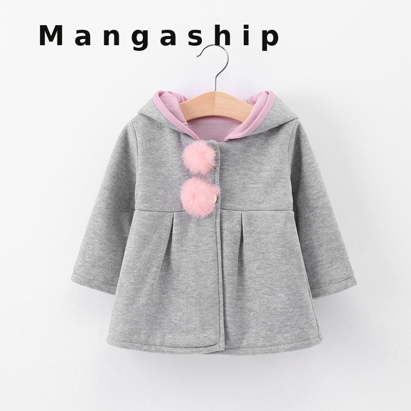 Children Outerwear Baby Girls Coat Long Sleeve 3d Rabbit Ears Casual Hoodies Winter Autumn Kids Clothes Clothing