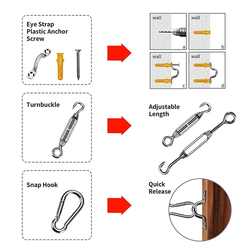 Practical Wire Rope Kit, 164FT Length Wire Cable, 1/16 Inch Coated Wire Rope Kit With Turnbuckles And Hooks For Garden, Craft