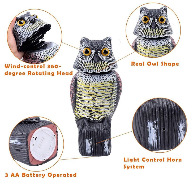 Birds Scarecrow Owl Decoration Rotating Head Sound Scream Scarecrow Owl Scares Pigeons Decorative Owls Garden Decoration Outdoor