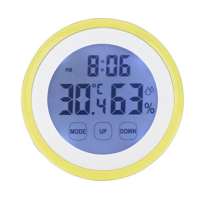 Wall Digital Temperature Humidity 90*90*26mm Time Clocks Backlight +/-1C Accuracy: Green