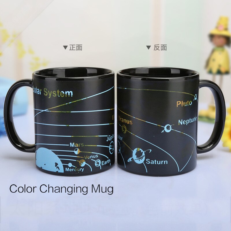 Zonnestelsel Aarde Kleur Lading Water Cup Creatieve Aarde Temperatuur Koffie Mok Wereldkaart Mok Cadeau voor Vriendje