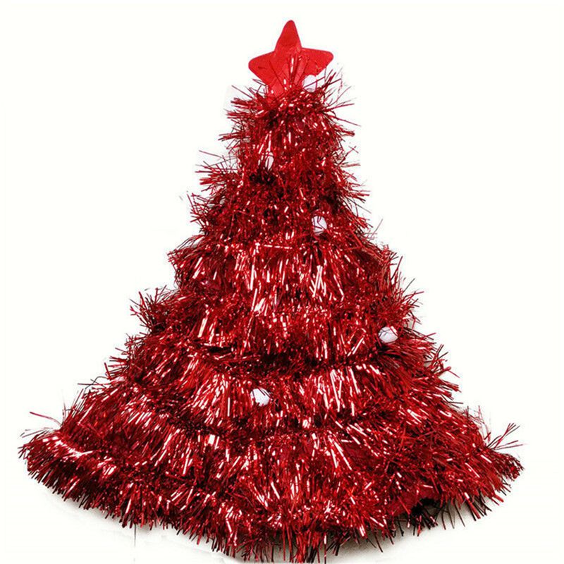 Tinsel juletræ hat  on 1pc pandebånd julefars julefest julemand fancy dress kostume hat dekorationer hovedbeklædning: Rød