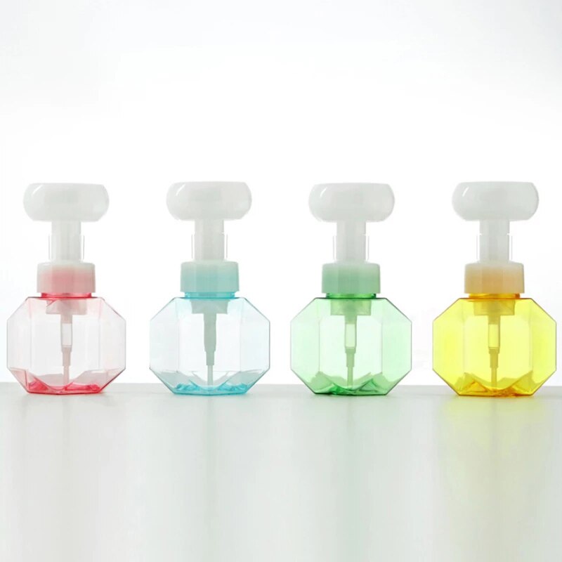 300ml flydende sæbe dispenser blomst form skum skumpumpe tom flaske plast klar flaske shower gel skum pumpe flaske