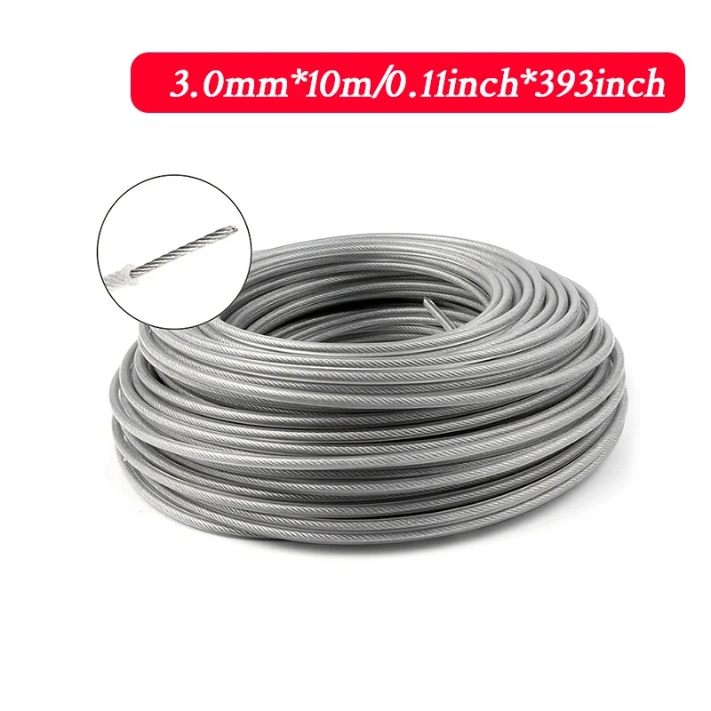 LUSQI Steel Core Trimmer Line Heavy Duty Nylon Grass Cutting Rope 5M 10M 15M Brushcutter Strimmer Line Lawn Mower Replacement: grey