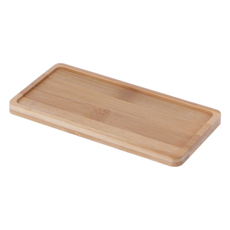 Rectangle Shape Bamboo Saucer Plant Tray Mini Plant Flower Pot Stand Favor Succulent Pot Tray Simple Home Balcony