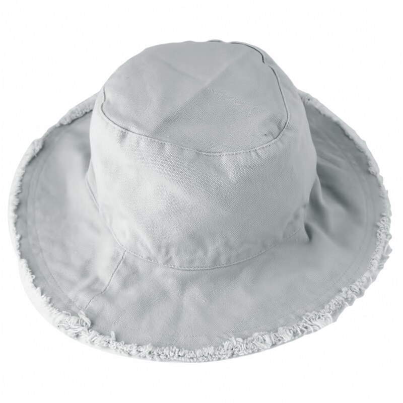 Fisherman bucket lue lue for strand sport unisex casual lue frynsete sommer solhette kanter servant lue sammenleggbar vaskbar lue: Grå