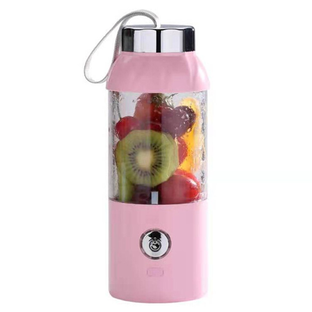 500ML Household Juicer Fruit Shake Mixer Mini Portable Multi-Function USB Charging Juicer Cup Fruit Electric Juice Mixing Cup: Pink