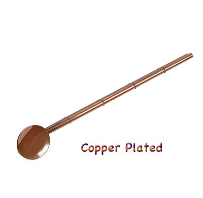 Roestvrij Staal Bamboe Vorm Lepel Rietjes met Stirrer Reinigingsborstel, Rietjes Drinken Metalen Rietjes: Copper Plated