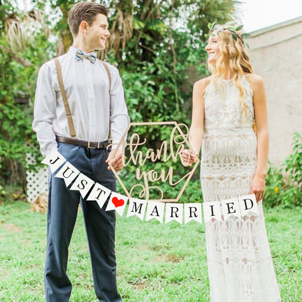 LAPHIL Mr Sra Just Married boda Banner empavesado de papel guirnalda para ser novia foto de boda stand Props gallina Photobooth Decoración