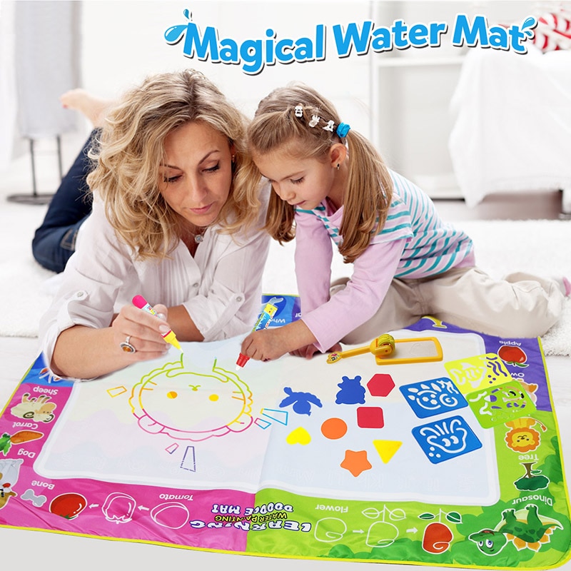 Big Size 150x100cm Magic Water Mat met 4 Pcs Doodle-Pennen Stempel Gereedschap Water Tekenen Schilderen mat voor Kids Educatief Speelgoed [