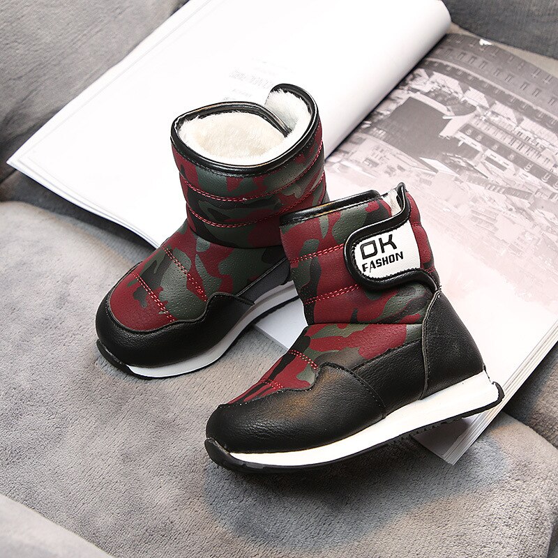 Kinderen Schoenen Winter Jongens Laarzen Katoen Pluche Mode Camouflage Kinderen Korte Laarzen Outdoor Waterdichte Meisjes Snowboots Antislip