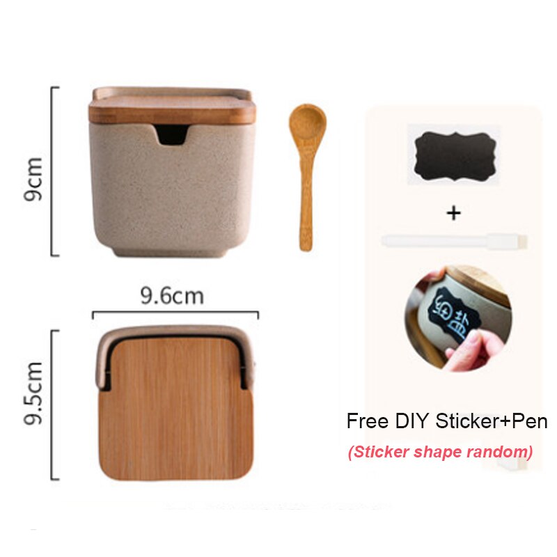 Kök krydda burk olja flaskuppsättning hushåll keramisk krydda låda salt shaker kryddflaska full uppsättning japansk stil: Squre 1 st
