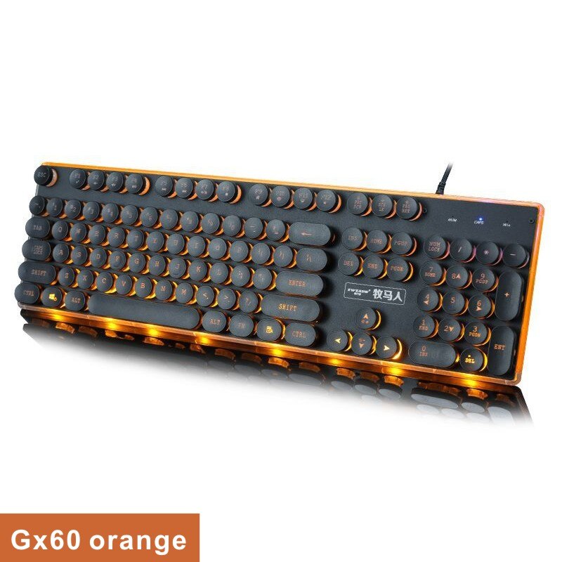 Gaming Keyboard Luminous Retro Round Metal Panel gamer Keyboard USB Wired Steam punk Waterproof Keyboard For Desktop PC Laptop