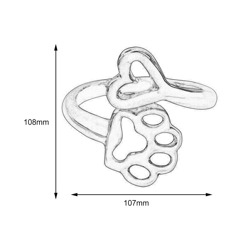 Latest Stylish Adjustable Hollow Metal Alloy Rings Dog Paw Heart Decoration Female Party Night Club Ring Jewelry